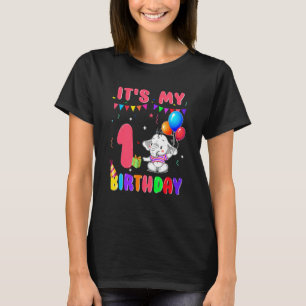Camiseta 1 Anos De Idade 1. Aniversário Elefantes Meninos Ó