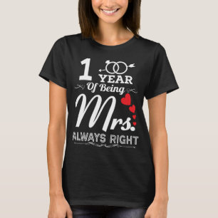 Camiseta 1 Anos De Ser O Aniversário De Casamento Da Sra. 