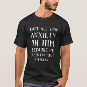 Camiseta 1 impressão do verso da bíblia do 5:7 de Peter