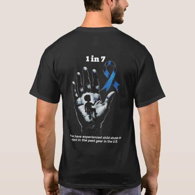 Camiseta "1 in 7" Child Abuse Prevention Awareness T-Shirt (Verso)