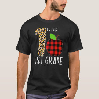 Camiseta 1 Is For 1st Grade Teacher Leopard Buffalo Plaid S