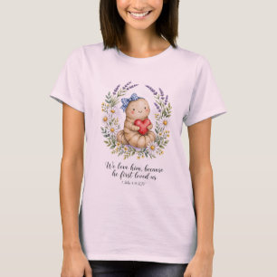 Camiseta 1 João 4:19 ARC - Coroa de Minhoca Lavanda - Camis