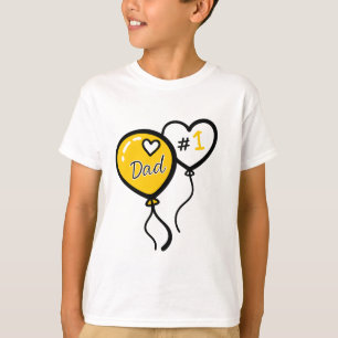 Camiseta #1 Pai Balões de Coração Dia dos Pais Crianças