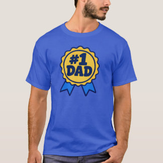 Camiseta #1 Pai Pai Número Um Faixa Minimalista Azul Prêmio