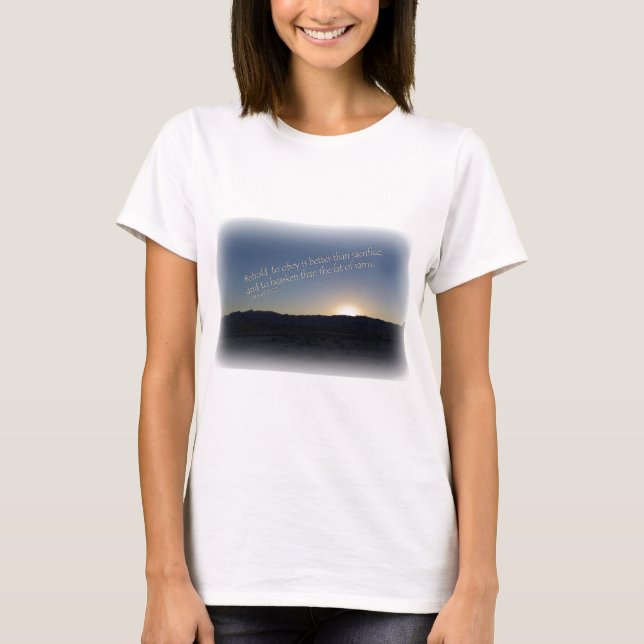 Camiseta 1 Samuel 15:22 Borda Branca Sunset (Frente)