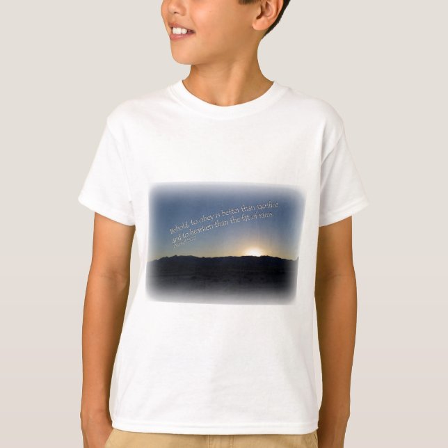 Camiseta 1 Samuel 15:22 Borda Branca Sunset (Frente)