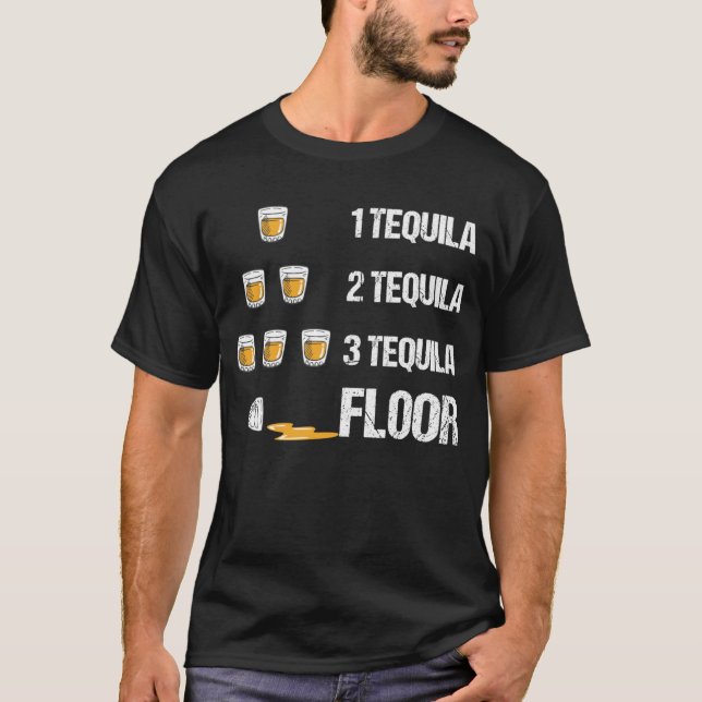 Camiseta 1 Tequila 2 Tequila 3 Tequila Bebendo Engraçado (Frente)