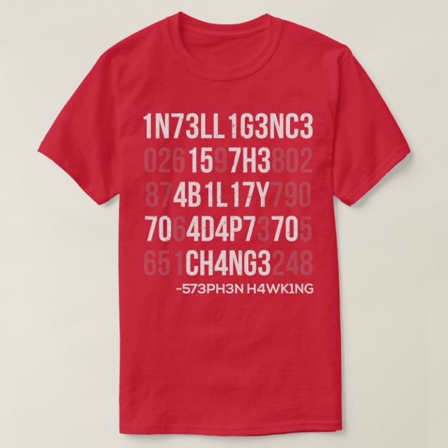 Camiseta 1n73ll1g3nc3 15 7h3 4b1l17y 70 4d4p7 70 ch4ng3  (Frente do Design)