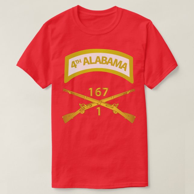 Camiseta 1rua Bn 167th Infantry Inf Branch com 4th Alabama  (Frente do Design)