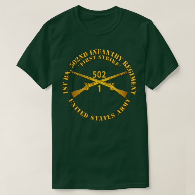 Camiseta 1rua Bn 502ª Infantry Regt First Strike Infantry B (Frente do Design)