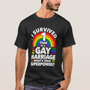 Camiseta 1rua de aniversário de casamento Casamento gay Hus