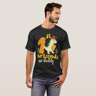 Camiseta 1rua De Natal Como Dinossauro Gato De Xmas Pai