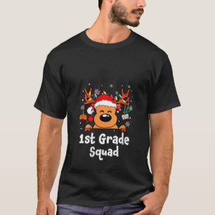 Camiseta 1rua Grau Xadrez Esquadrão Reindeer Santa Hat Prof