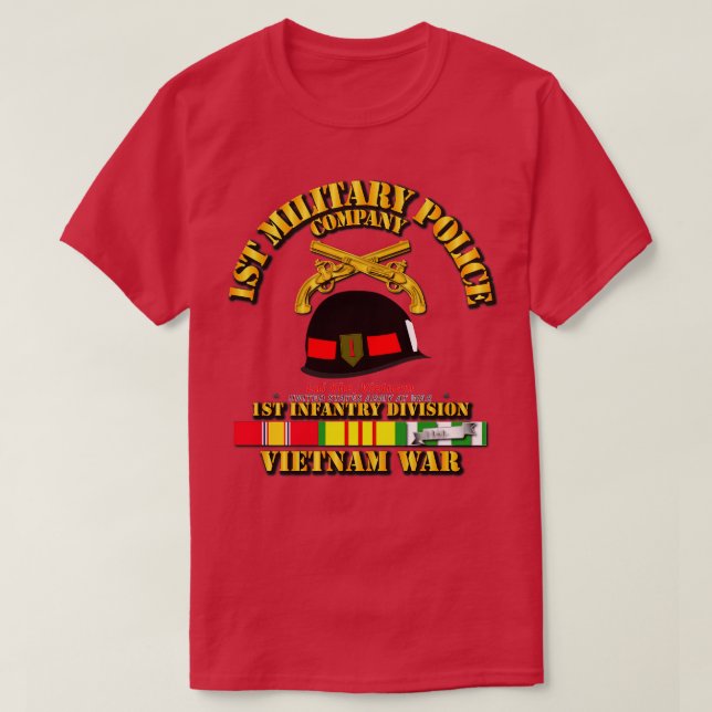 Camiseta 1rua MP Company 1rua Inf Div Vietnam w SVC (Frente do Design)