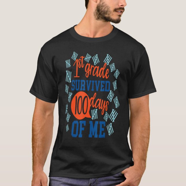 Camiseta 1st First Grade 100 Days Of School   Kids Teacher (Frente)