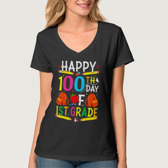Camiseta 1st Grade 100th Day of School Shirt 100 Days of Sc (Frente)