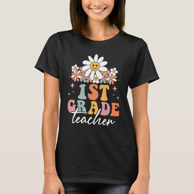 Camiseta 1st Grade First Grade Teacher Hippie Groovy Back T (Frente)