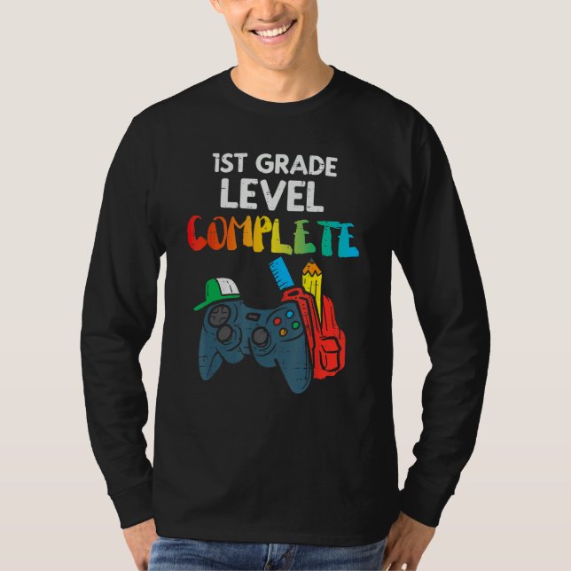 Camiseta 1st Grade Level Complete Gaming Boy Last Day Of Sc (Frente)