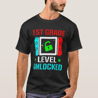 Camiseta 1st Grade Level Unlocked  Back To School Gamer Boy