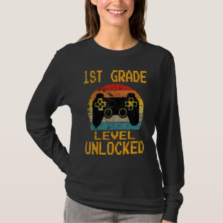 Camiseta 1st Grade Level Unlocked Gamer First Day of School