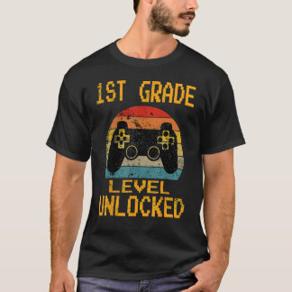 Camiseta 1st Grade Level Unlocked Gamer First Day of School