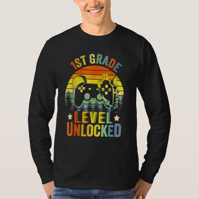 Camiseta 1st Grade Level Unlocked Video Game Back To School (Frente)