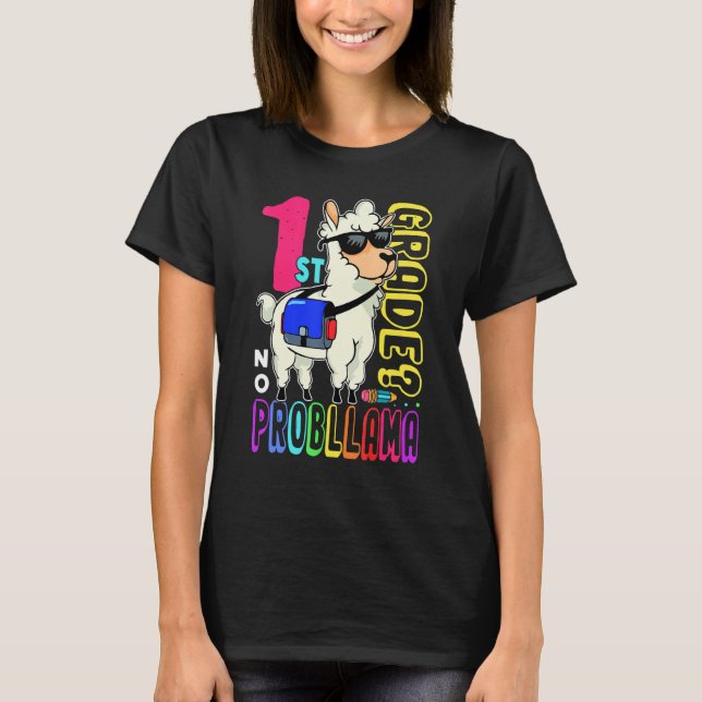 Camiseta 1st Grade No Prob Llama Back To School First Day 3 (Frente)