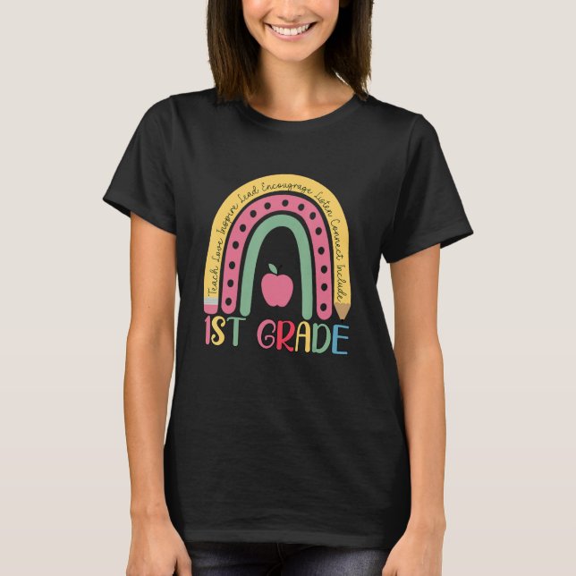 Camiseta 1st Grade Rainbow Team First Grade Teacher Boho Ra (Frente)
