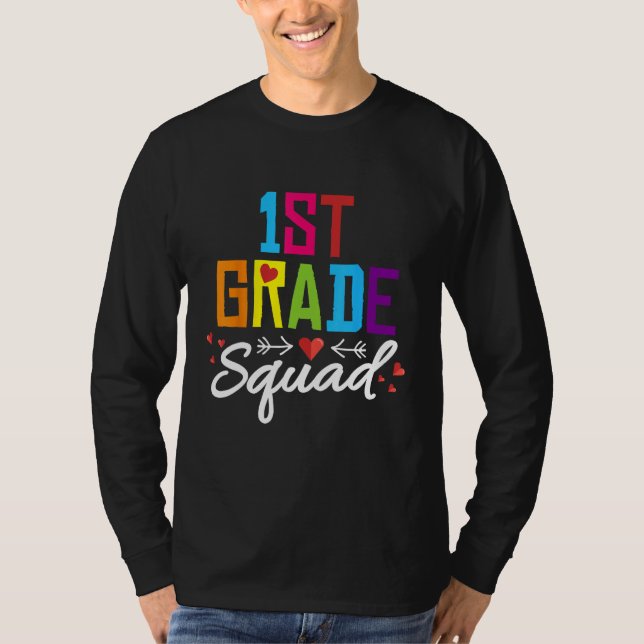 Camiseta 1st Grade Squad  First Teacher Student Team Back T (Frente)