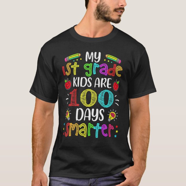 Camiseta 1st Grade Teacher 100 Days Smarter 100th Day Of Sc (Frente)