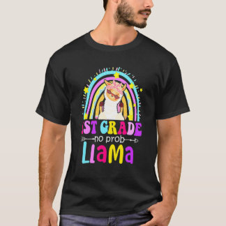 Camiseta 1st Grade Teacher Rainbow No Prob Llama 100 Days o