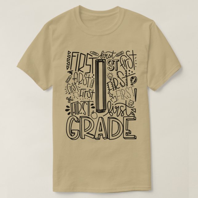 Camiseta 1st Grade Typography Team First Grade Teacher Back (Frente do Design)