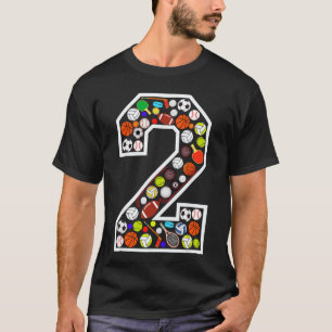 Camiseta 2º Aniversário Esportes Grande Número dois Anos de