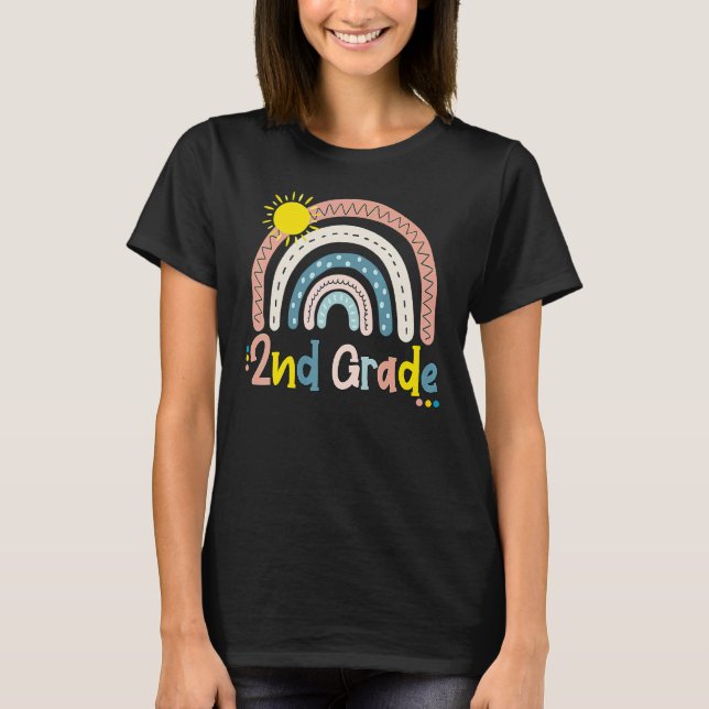 Camiseta 2º ano Boho Arco-íris Professor Aluno Último Dia D (Frente)
