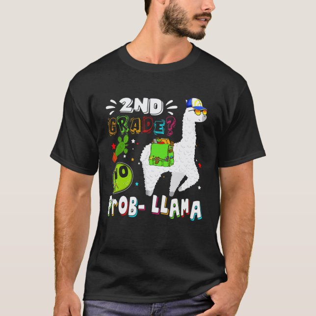 Camiseta 2º ano sem problema Llama primeiro dia de volta às (Frente)