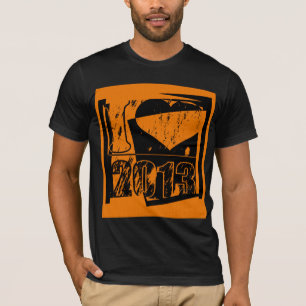 Camiseta 2013 - Vintagem negra e laranja - Camisa-T