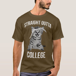 Camiseta 2018 Graduate Straight Outta College Cat Funny Ki