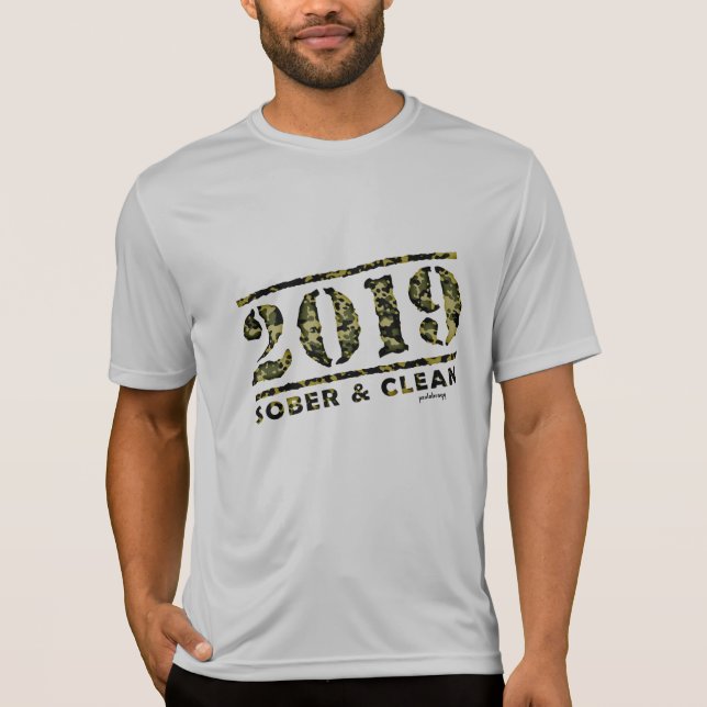 Camiseta 2019 a droga sóbrio & limpa do álcool da (Frente)