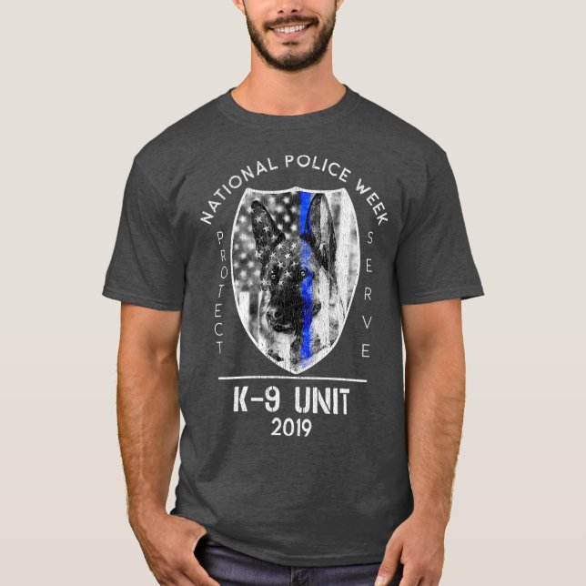 Camiseta 2019 National Police Week K9 Unit Thin Blue Line (Frente)
