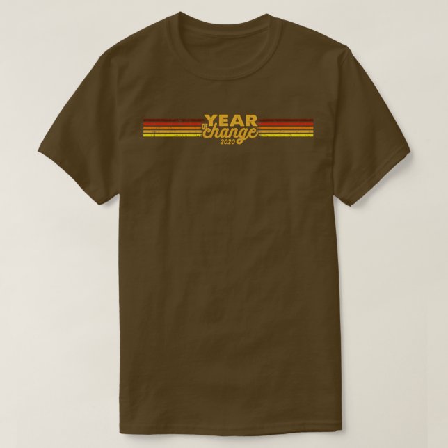 Camiseta 2020 Ano de Mudança Retro Stripes Sunset (Frente do Design)