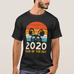 Camiseta 2020 Ano do Rato Retro Cute Lunar Chinês Novo