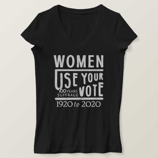 Camiseta 2020 Eleições Mulheres Votam Aniversário V-Neck (Frente do Design)