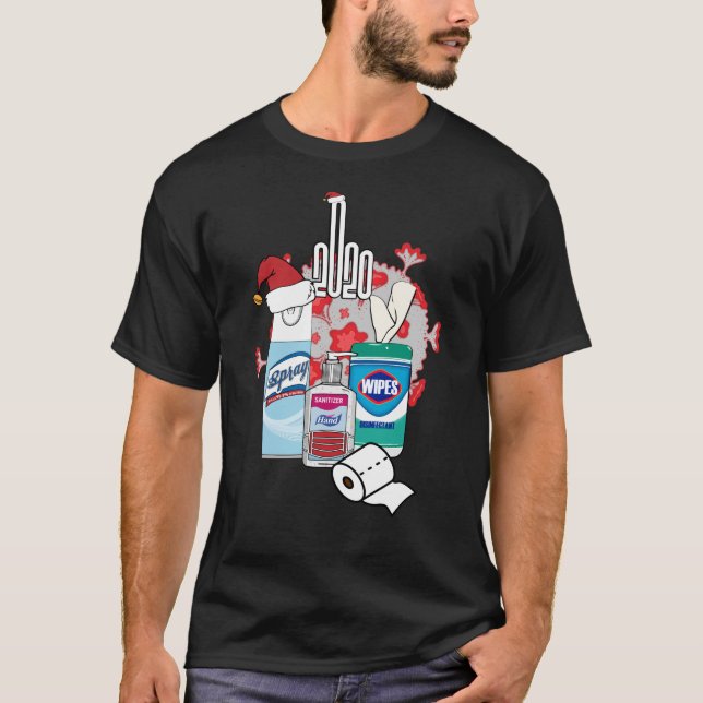 Camiseta 2020 Holiday Essentials Quarantine Natal Engraçado (Frente)