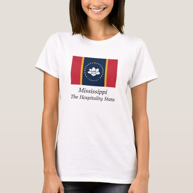 Camiseta 2020 Mississippi Hospitalidade State Magnolia Flag (Frente)