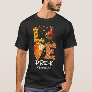 Camiseta 2021 Ação de Graças Amor Pré K Grau Turquia Outono