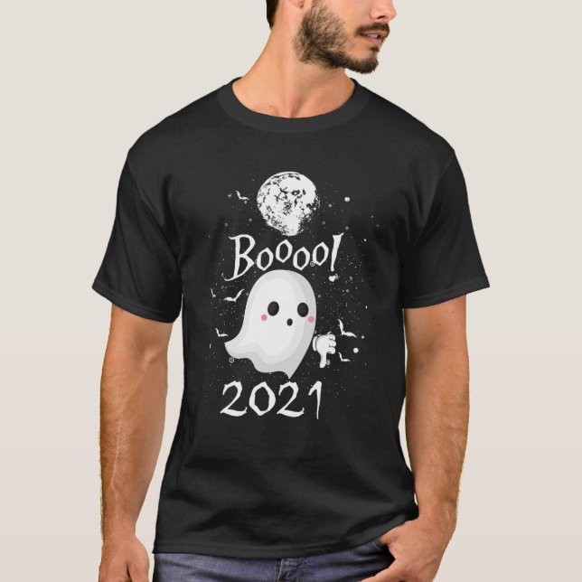 Camiseta 2021 Halloween - Booo Ghost Bat Witch Costume (Frente)