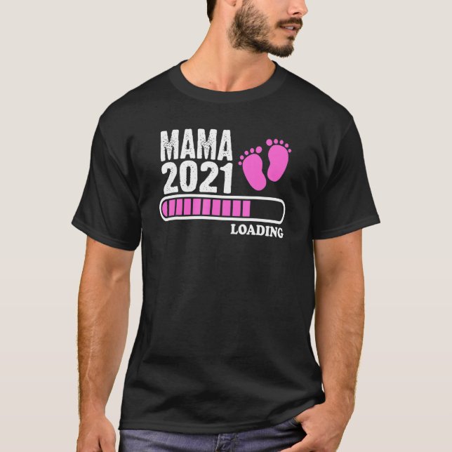 Camiseta 2021 Mama Carregando Futura Mãe 2021 Download Do B (Frente)
