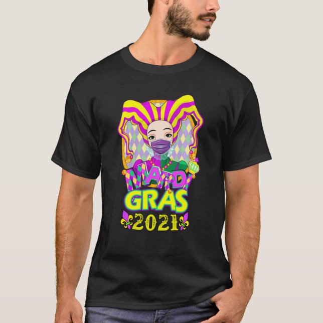 Camiseta 2021 Mardi Gras Costume Mardi Gras 2021 Quarantin (Frente)