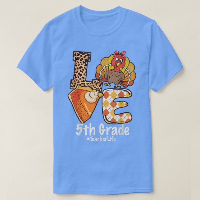 Camiseta 2021 Professor de 5 do Dia de Ação de Graças (Frente do Design)