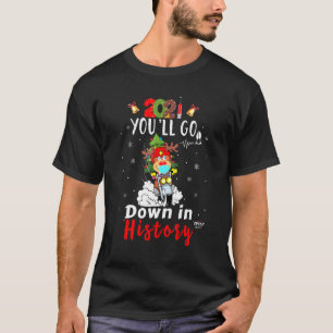 Camiseta 2021 Você Descerá No Histórico Reindeer Mask Xmas